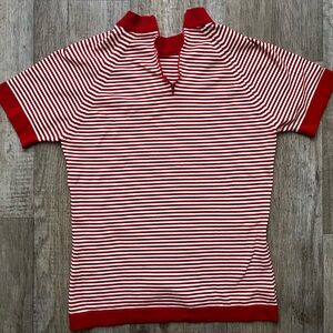 Vintage Red White Striped Shirt XS